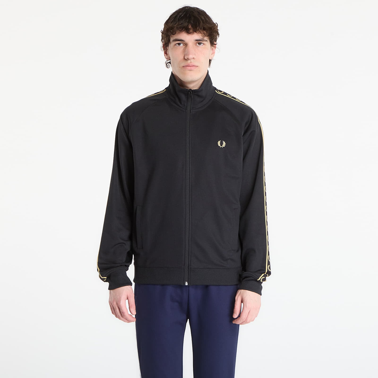 Sweatshirt FRED PERRY Contrast Tape Track Jacket Black/ Champagne S