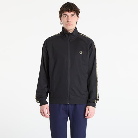 Kampsun FRED PERRY Contrast Tape Track Jacket Black/ Champagne