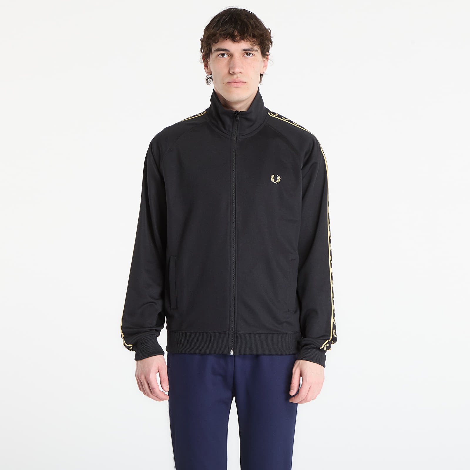 Hettegensere og sweatshirts FRED PERRY Contrast Tape Track Jacket Black/ Champagne
