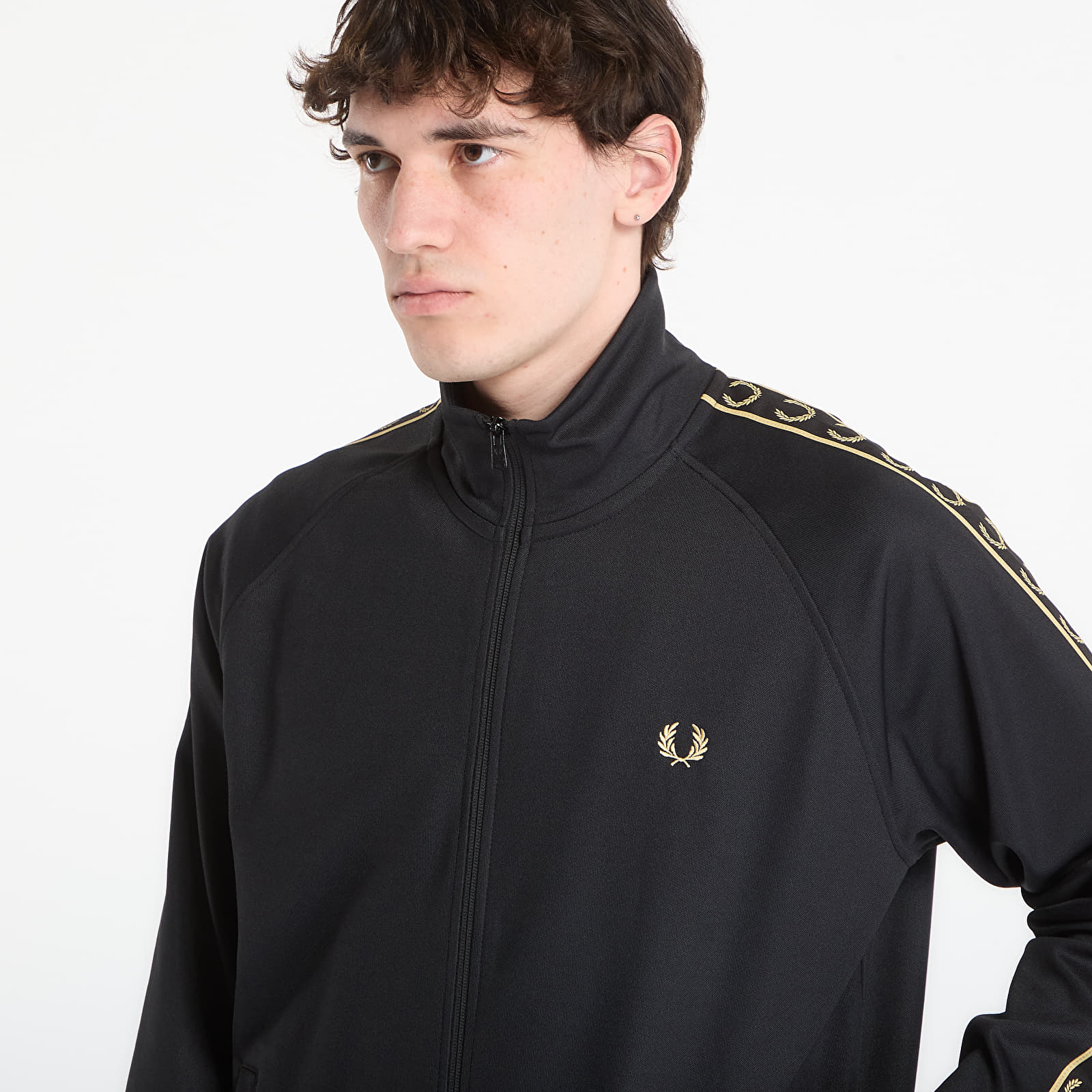 Hettegensere og sweatshirts FRED PERRY Contrast Tape Track Jacket Black/ Champagne