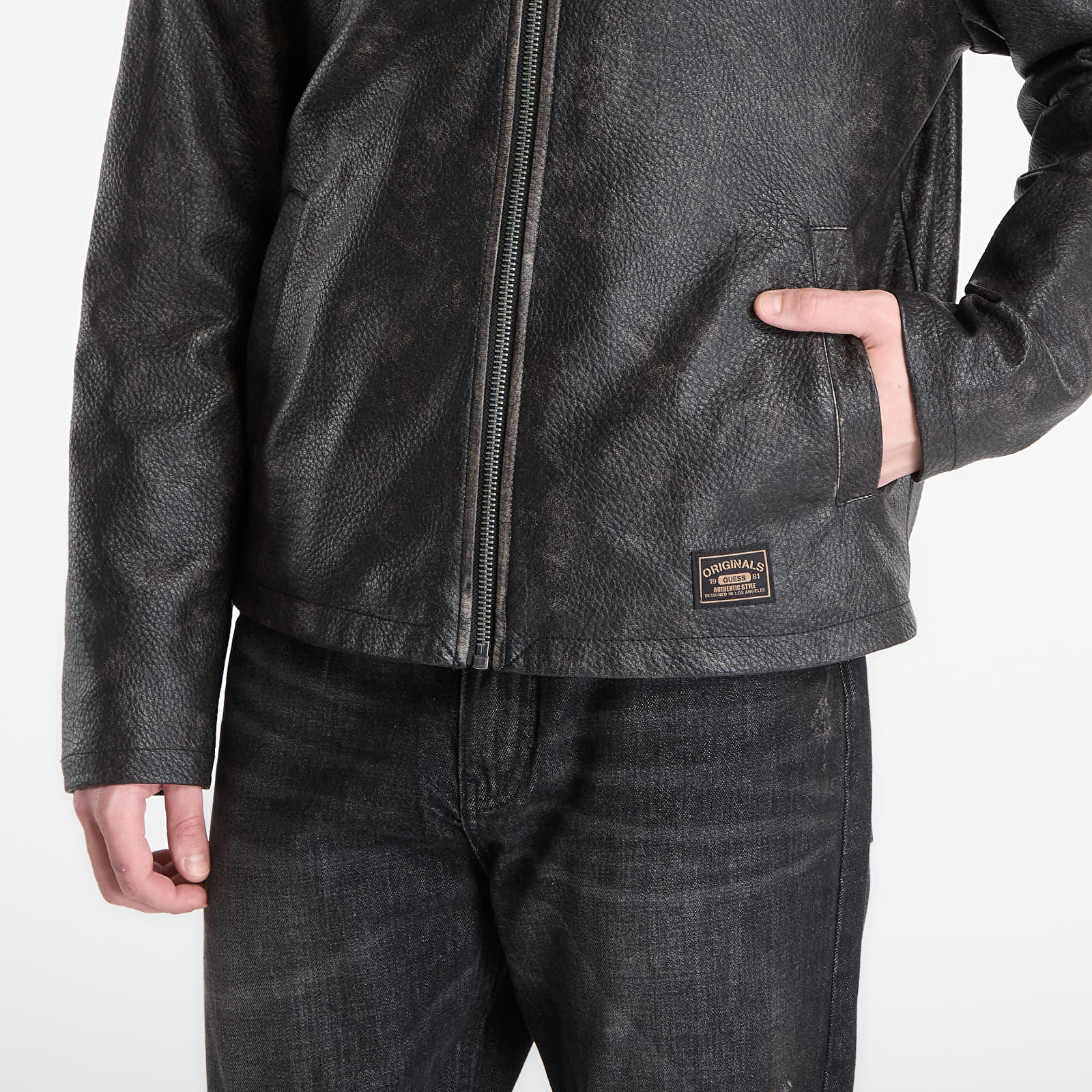 Joped Guess Jeans Pu Leather Jacket Jet Black