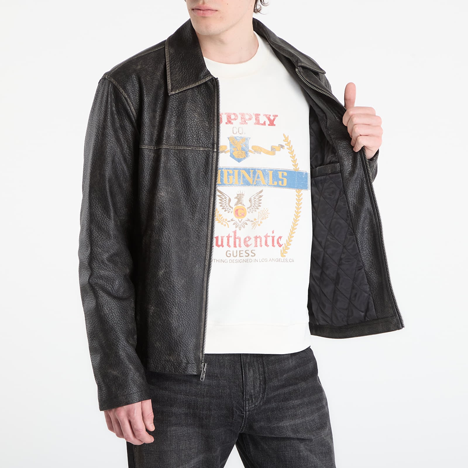 Joped Guess Jeans Pu Leather Jacket Jet Black