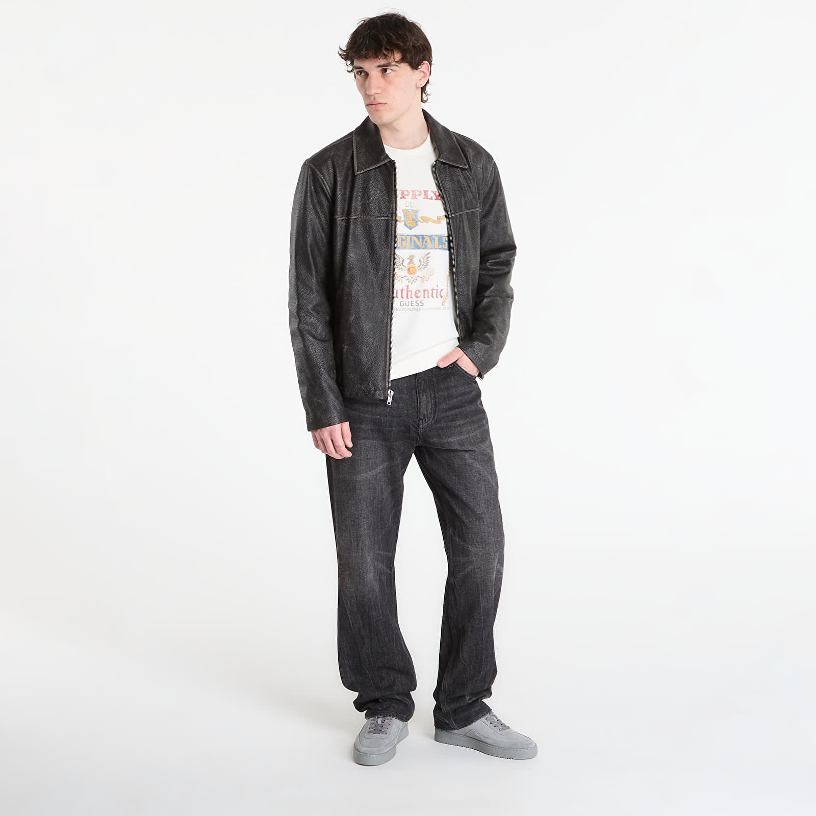 Joped Guess Jeans Pu Leather Jacket Jet Black