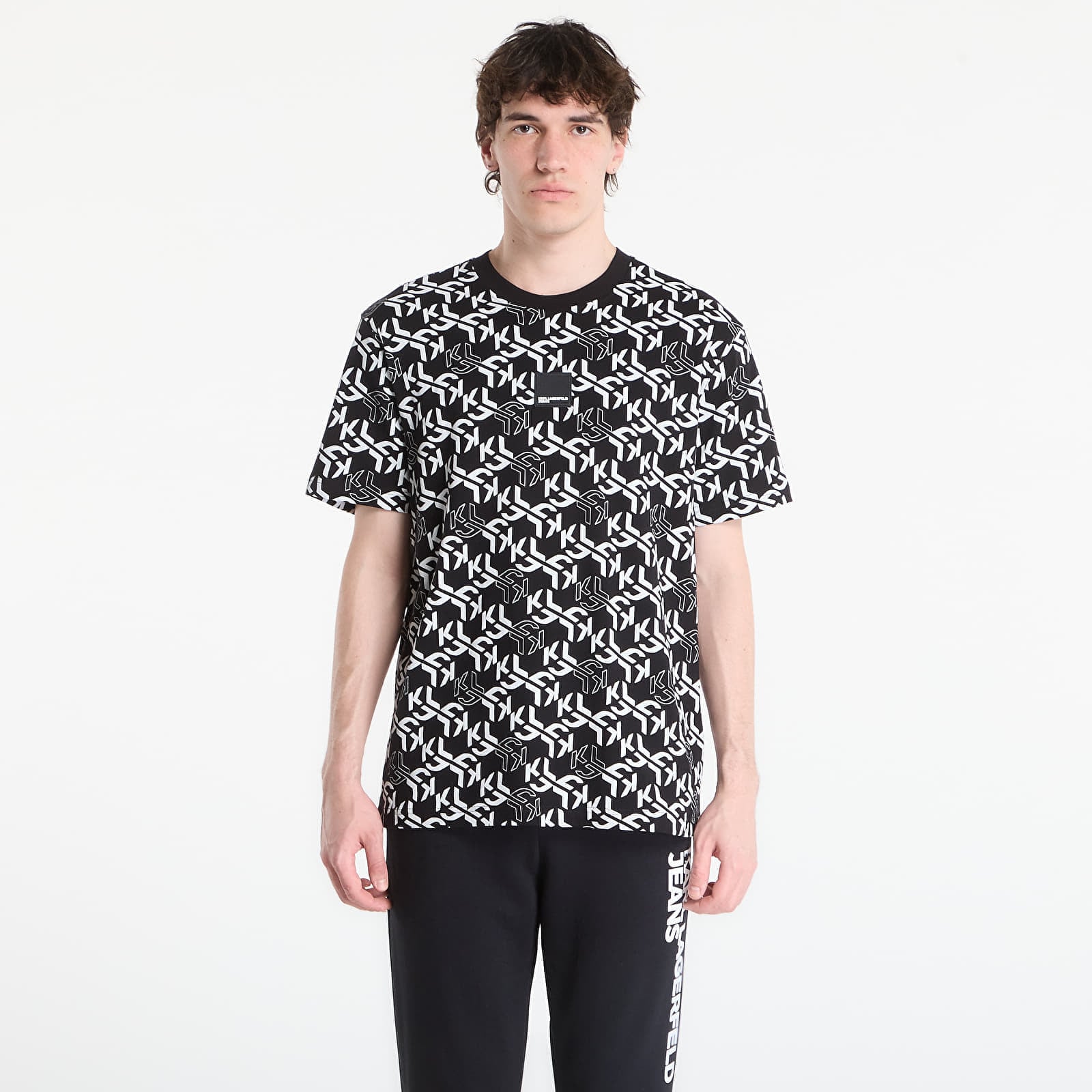 Тениска Karl Lagerfeld Jeans Reg Ss Monogram Aop Tee Outline Monogram Aop Black XL