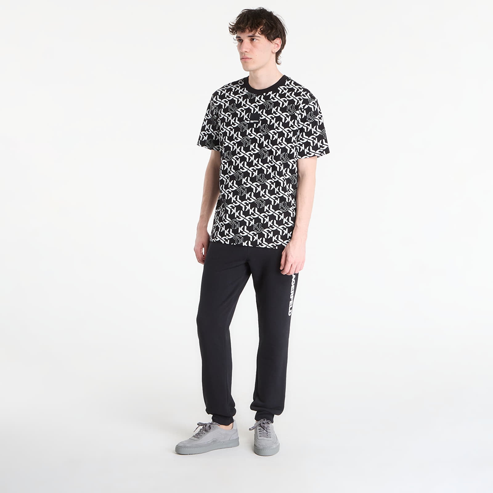 T-krekli Karl Lagerfeld Jeans Reg Ss Monogram Aop Tee Outline Monogram Aop Black