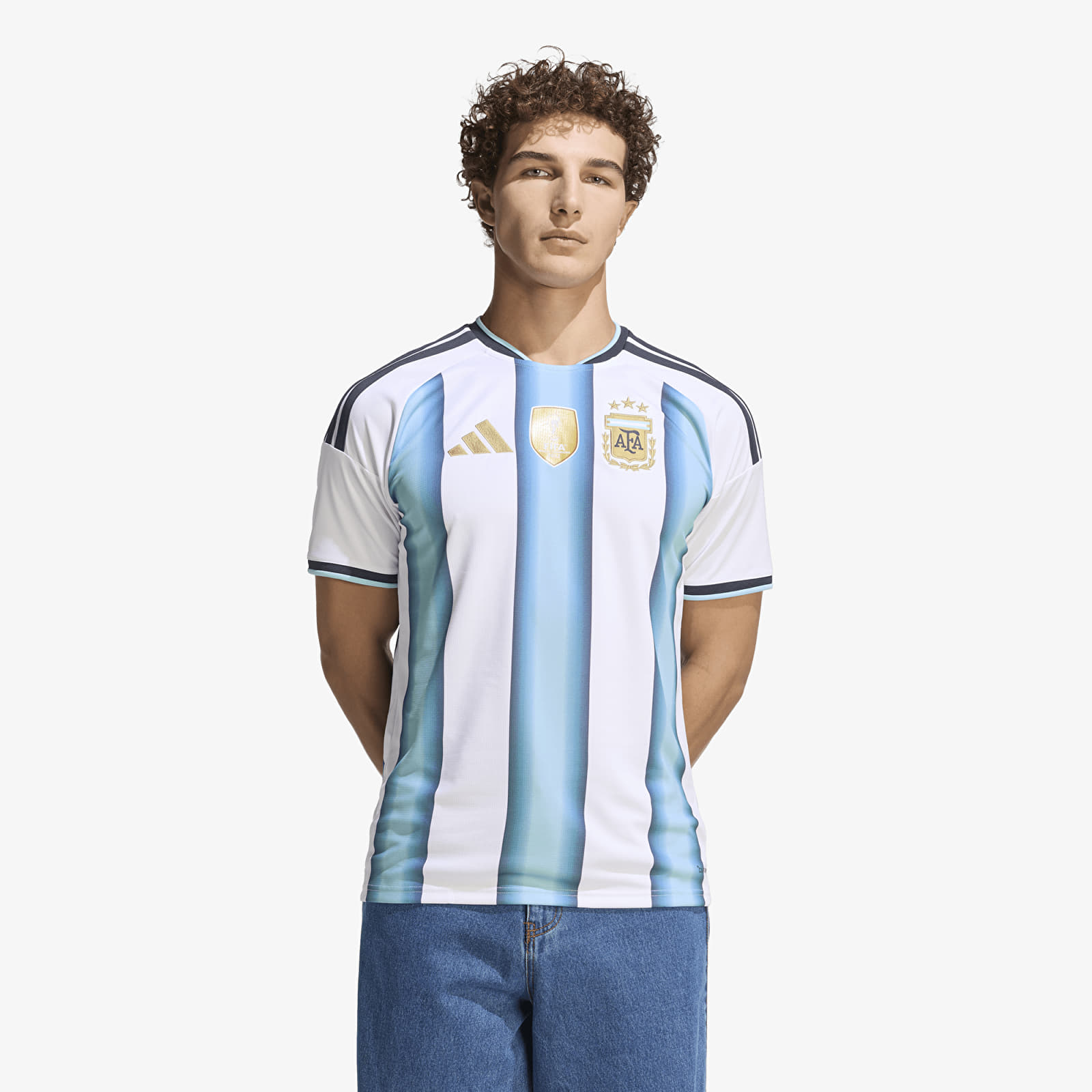 Tricouri pentru bărbați adidas Afa H Jersey D White/ Ice Blue/ Light Blue