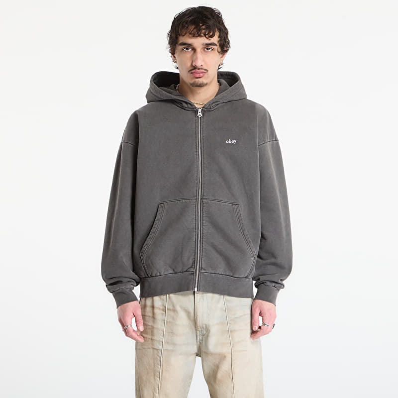 Sweatshirt OBEY Lowercase Pigment Zip Hood Pigment Digital Black