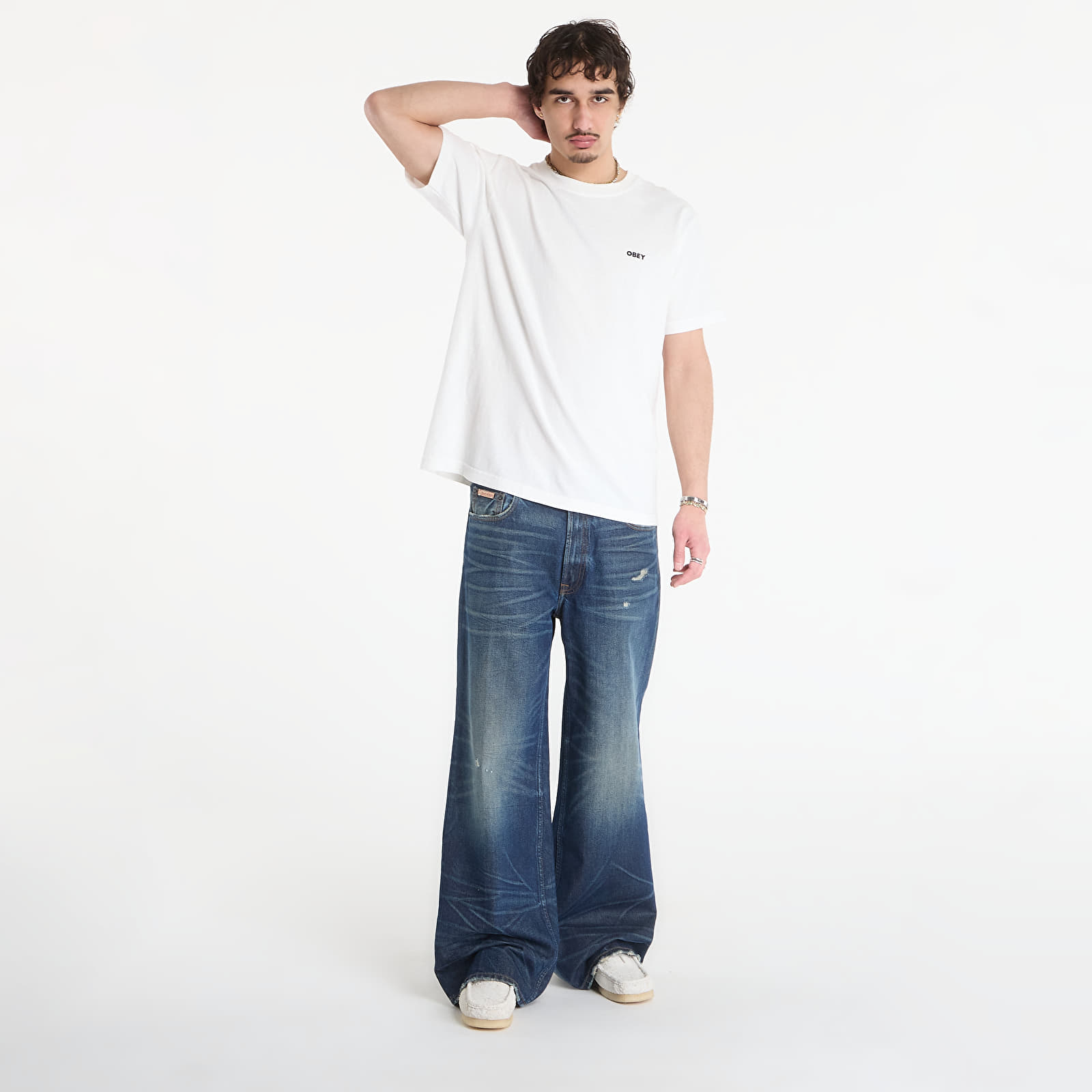 Ανδρικά μπλουζάκια OBEY Bold Icon Face Pigment Vintage White