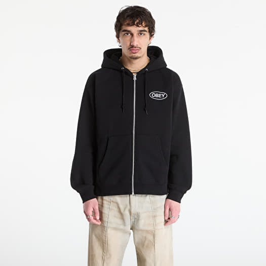 Mikina OBEY Oval Zip Hood Black