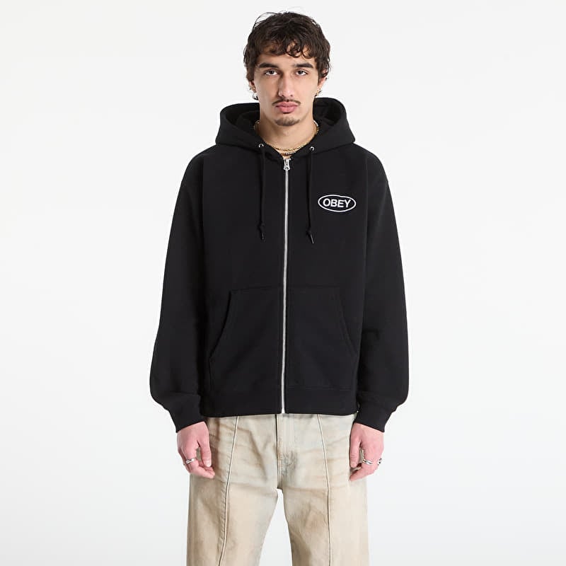 Sweatshirt OBEY Oval Zip Hood Black