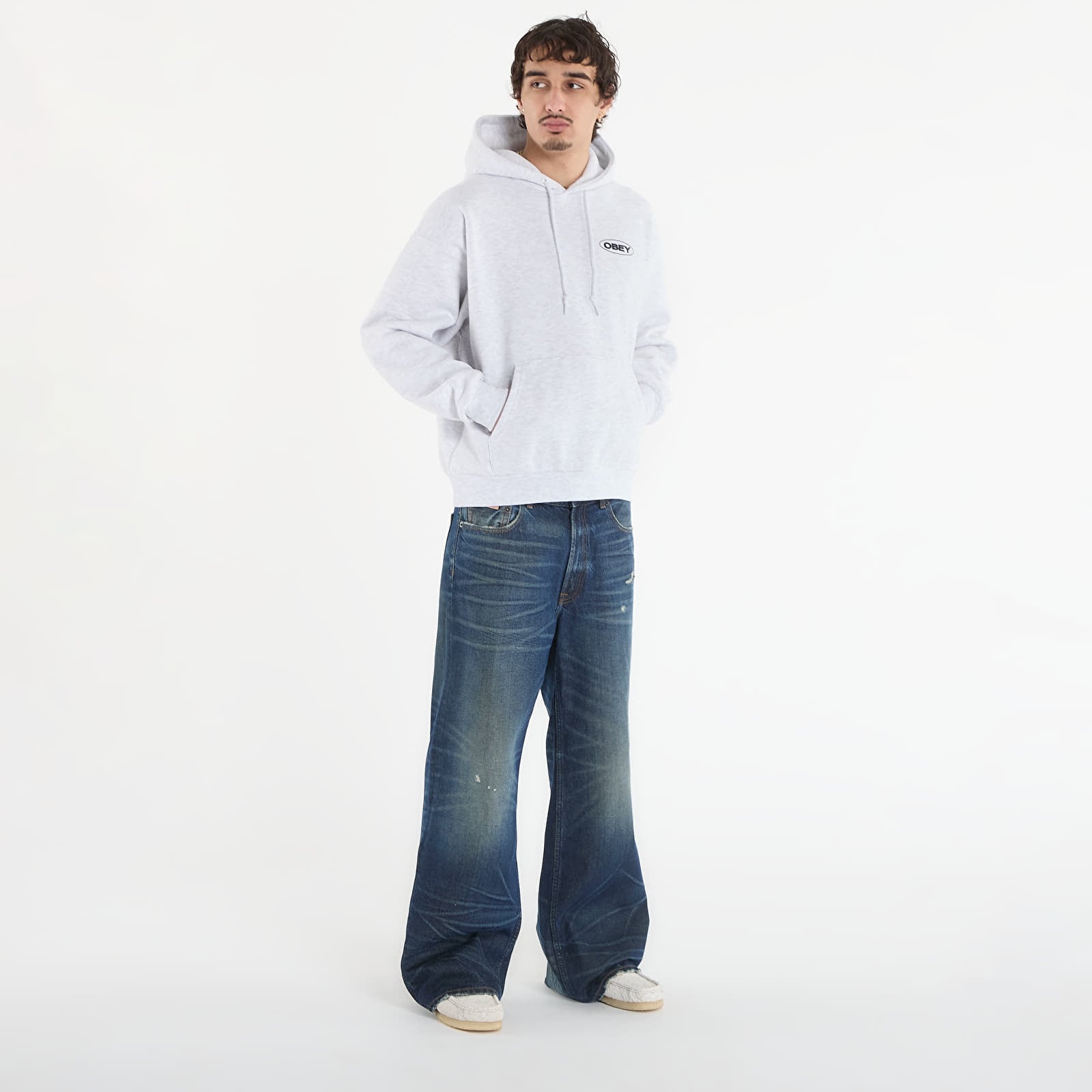 Pánske mikiny OBEY Oval Cities Hood Ash Grey