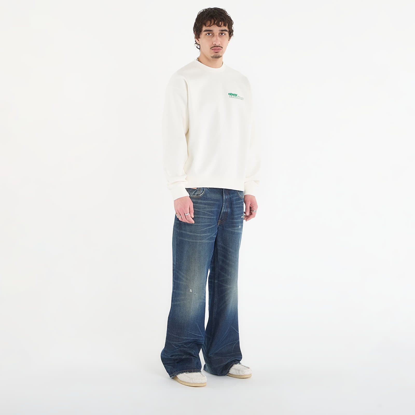 Pánske mikiny OBEY Tonic Crew Off White