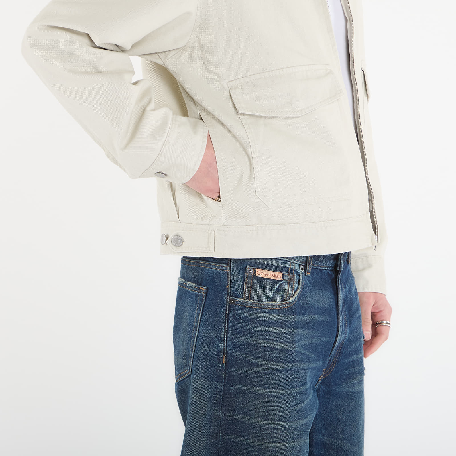 Herrenjacken OBEY Walter Work Jacket Silver Birch Faded Wash