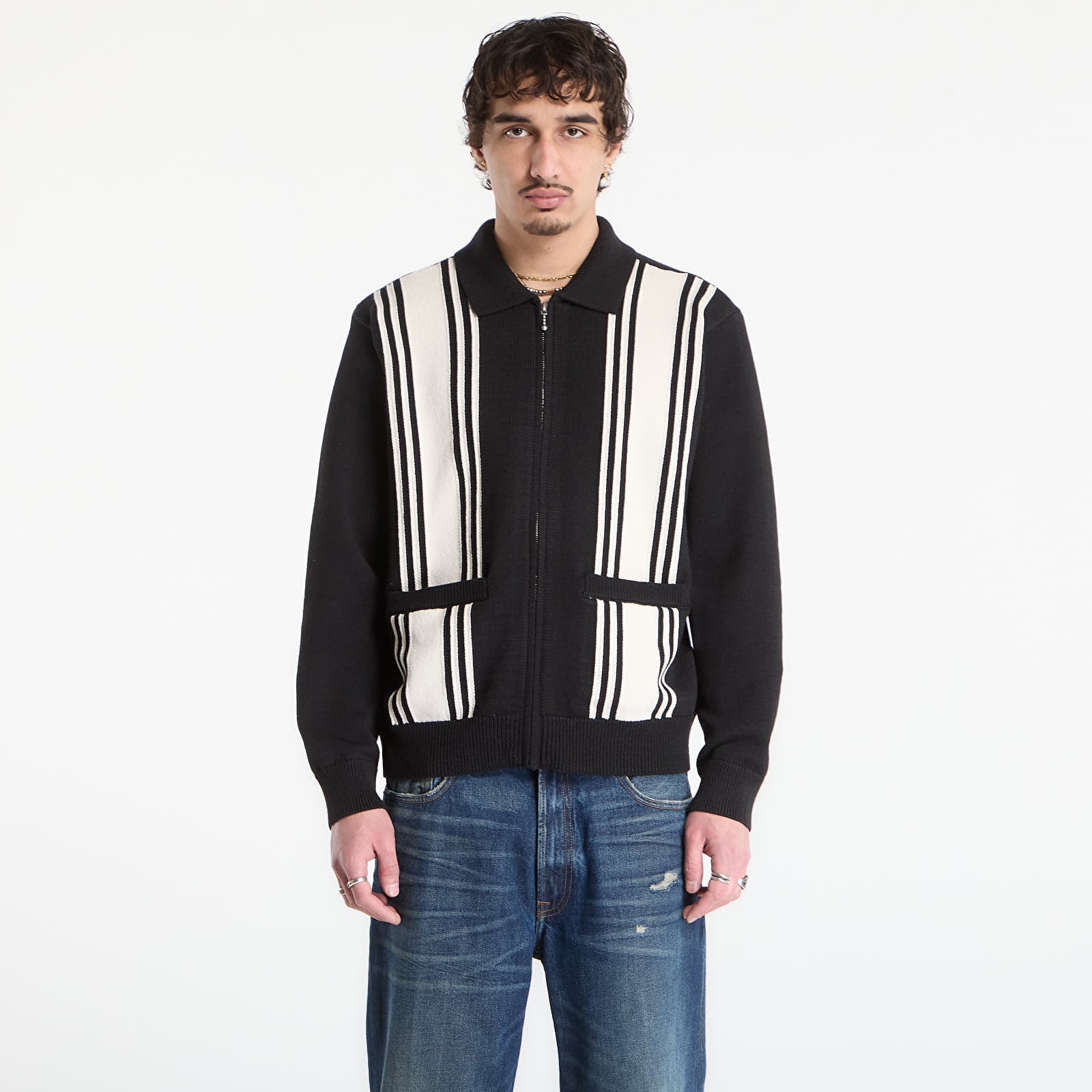 Trui OBEY Matt Zip Up Sweater Black Multi L