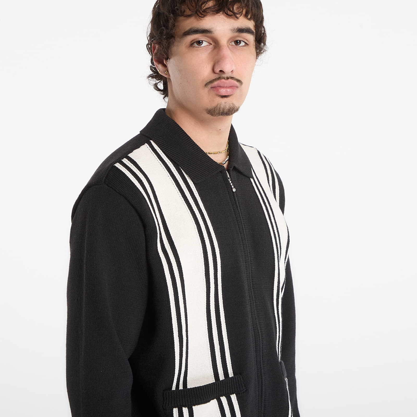 Muške majice OBEY Matt Zip Up Sweater Black Multi