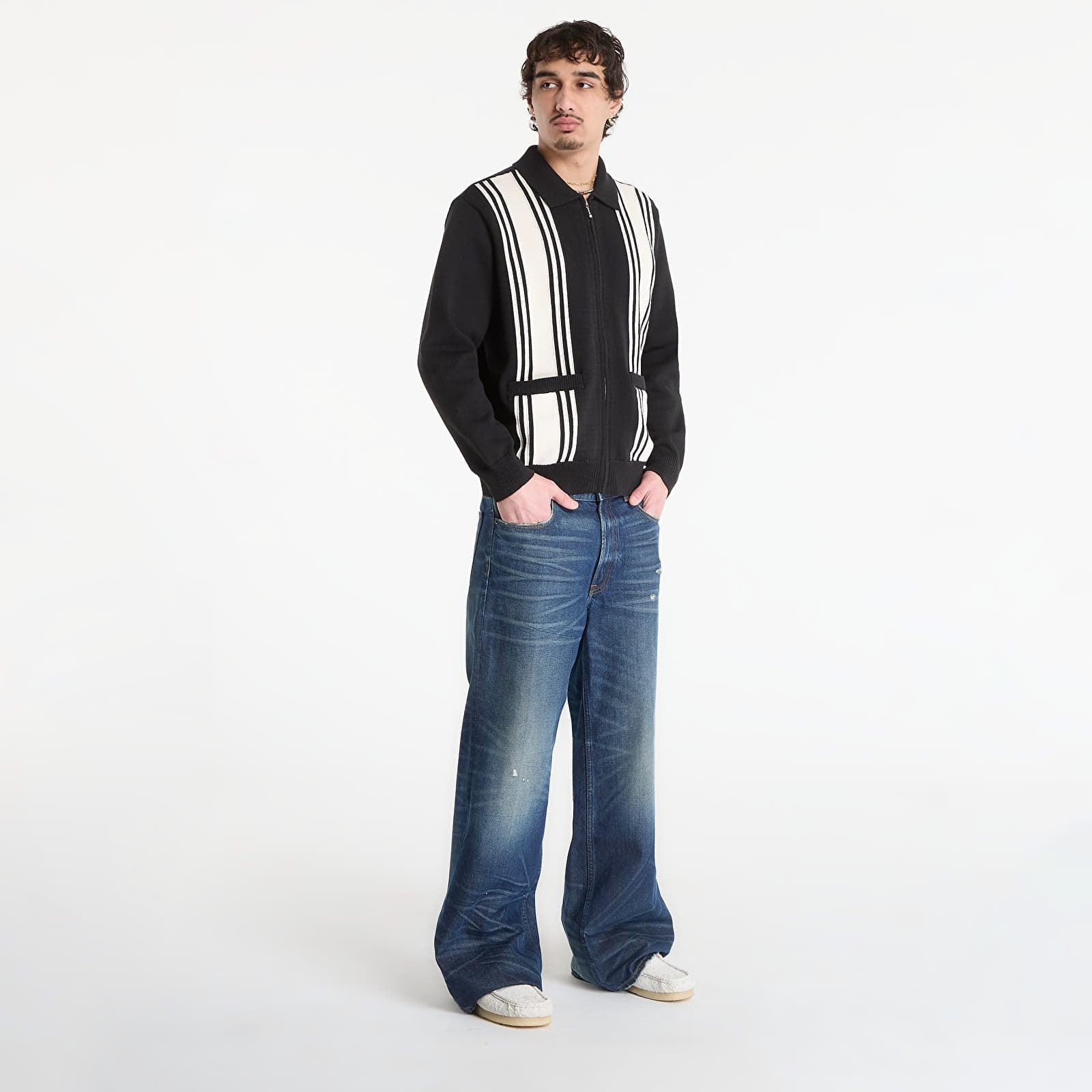 Muške majice OBEY Matt Zip Up Sweater Black Multi