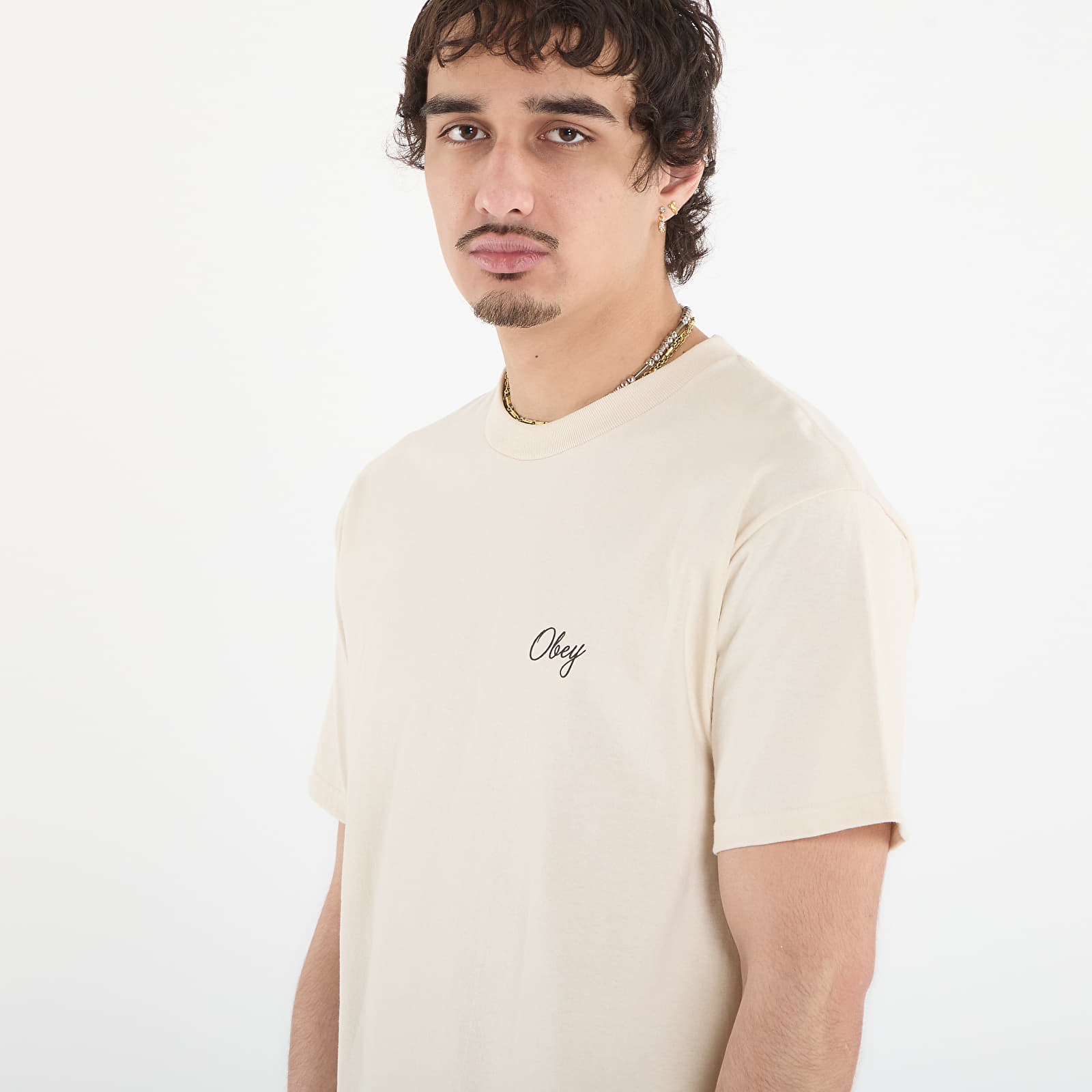 Vyriški marškinėliai OBEY Paper Rose Cream