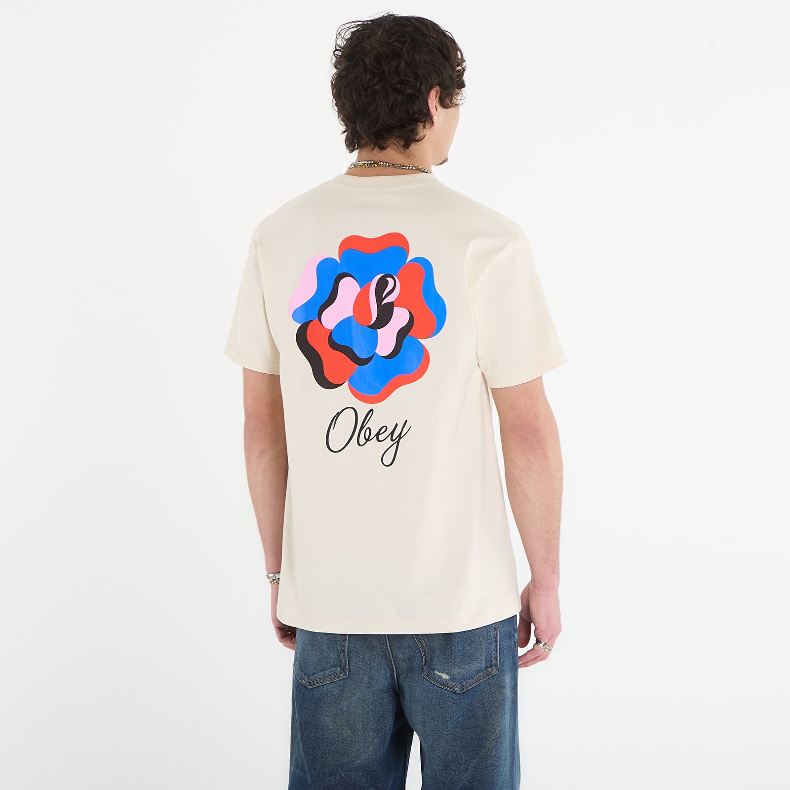 Vyriški marškinėliai OBEY Paper Rose Cream