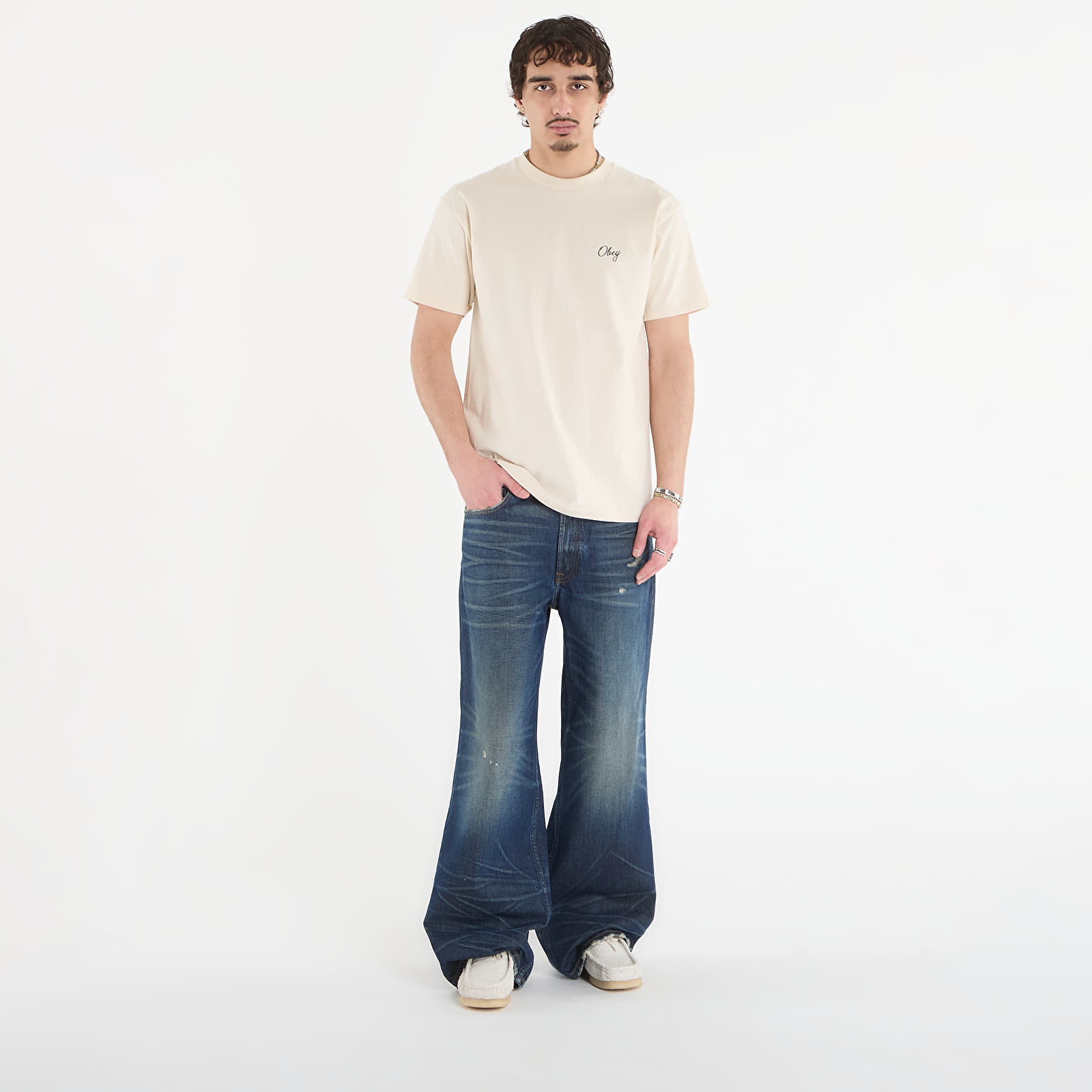 Vyriški marškinėliai OBEY Paper Rose Cream