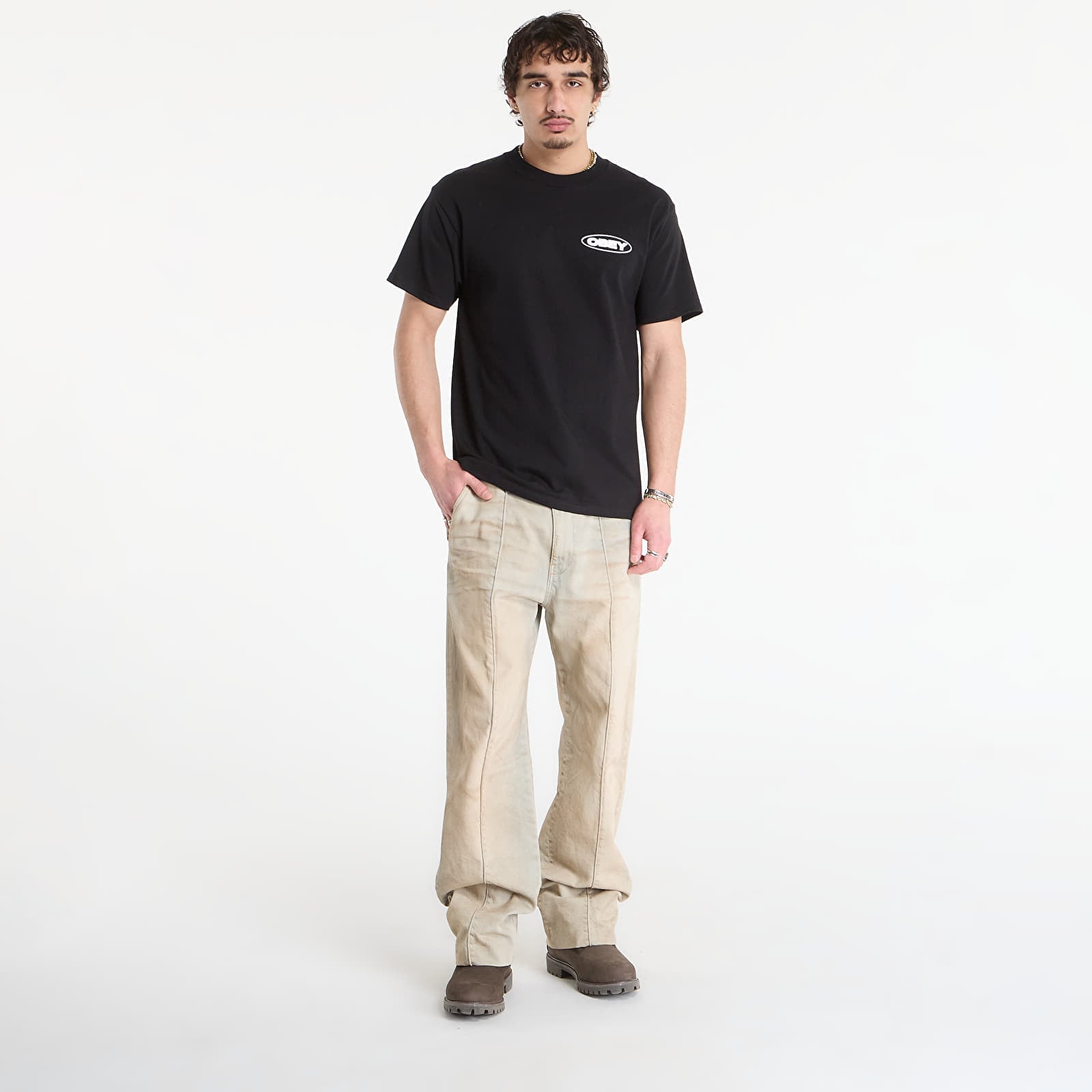 Ανδρικά μπλουζάκια OBEY Global Impact Black