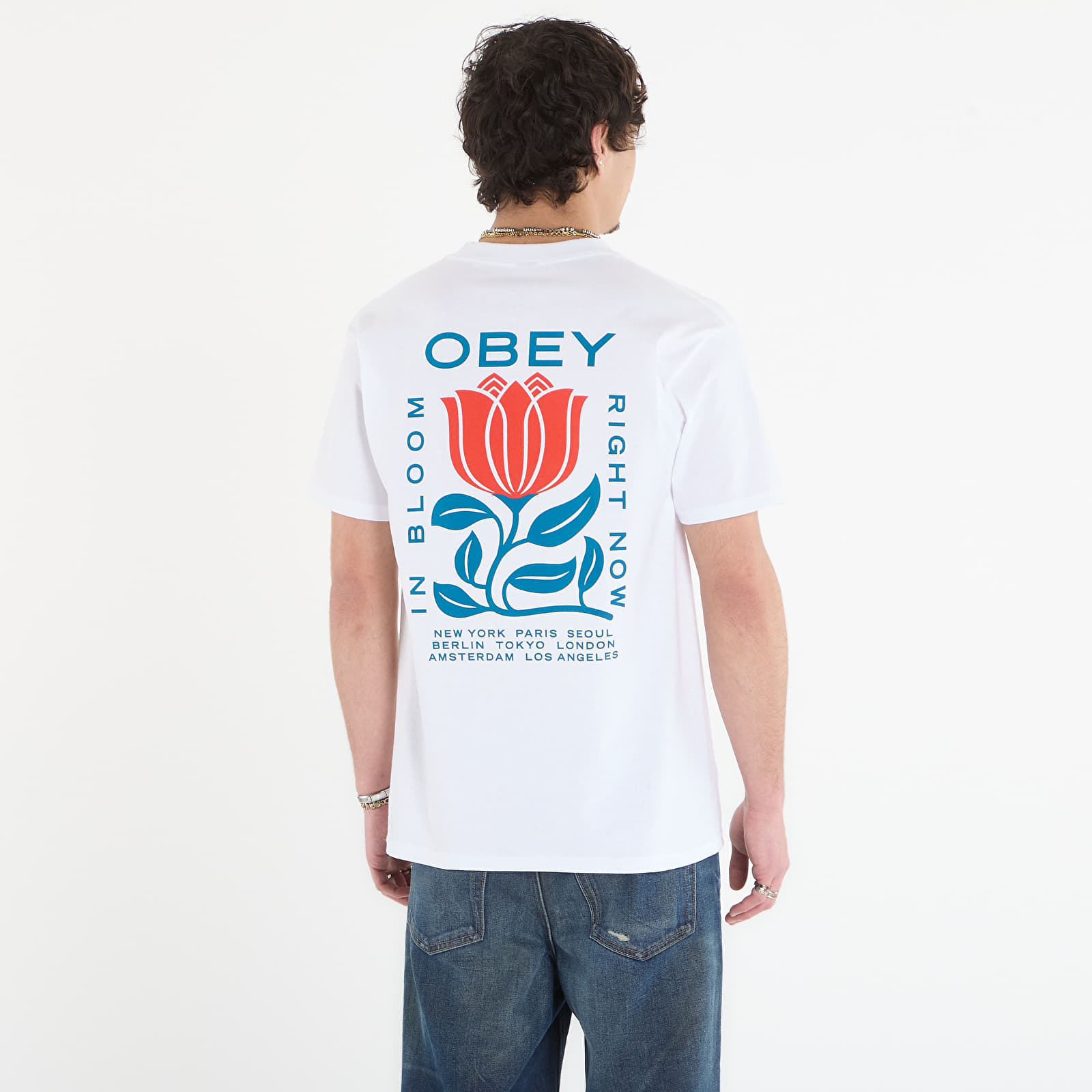 Ανδρικά μπλουζάκια OBEY In Bloom White
