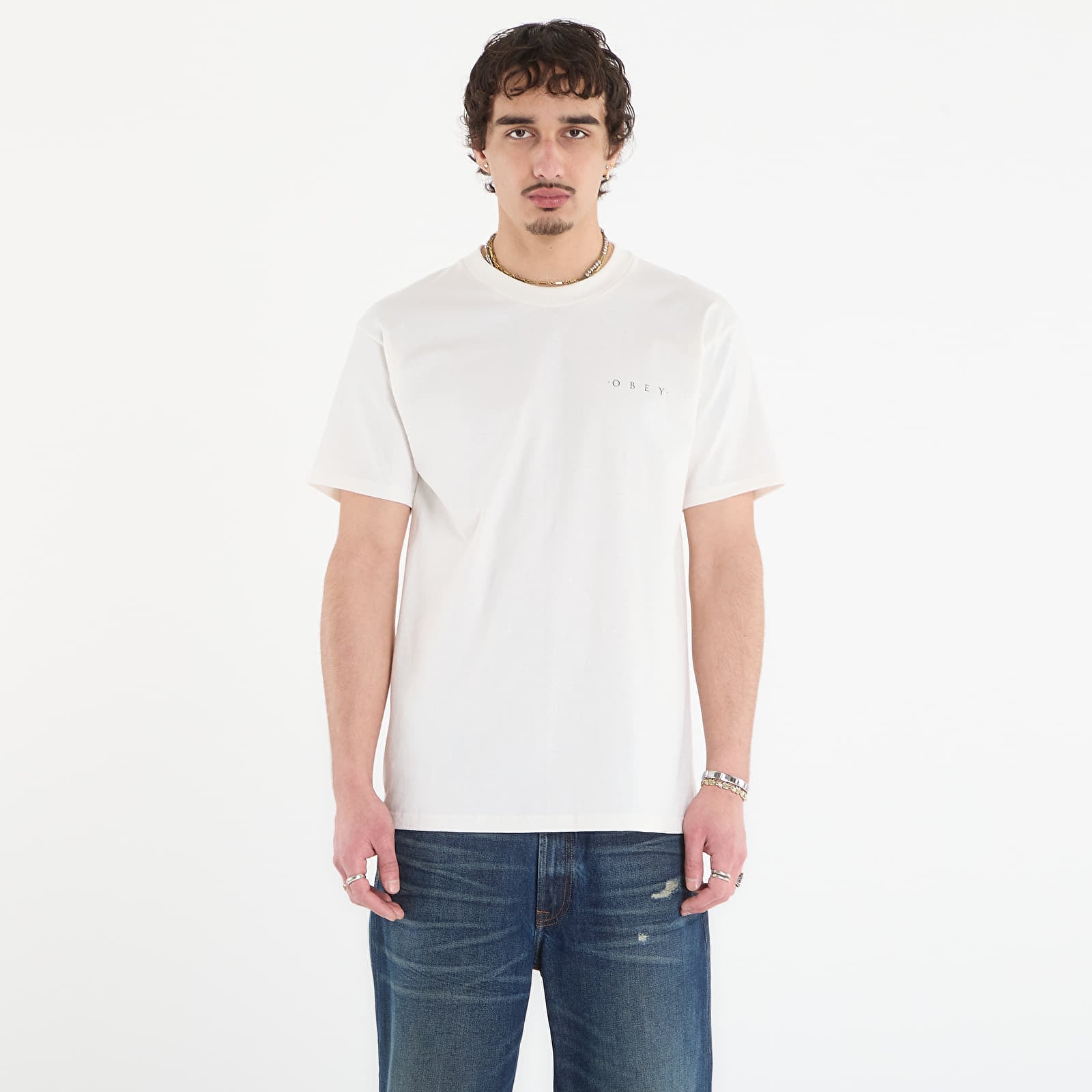 Vyriški marškinėliai OBEY Architecture Of The Uni Vintage White