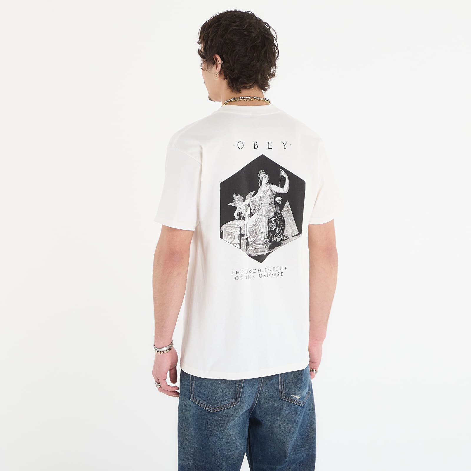 Vyriški marškinėliai OBEY Architecture Of The Uni Vintage White