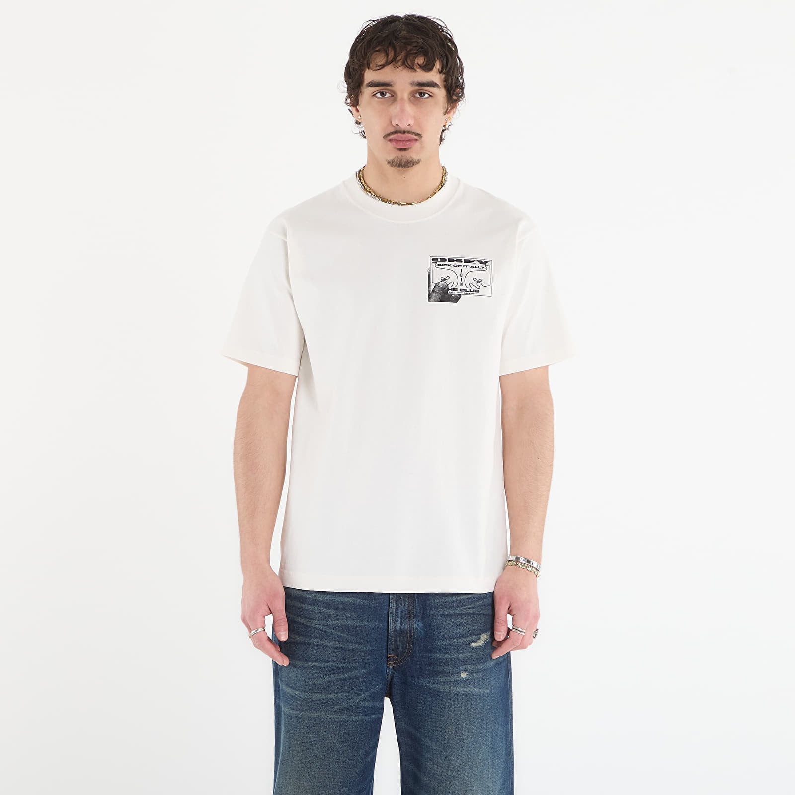 T-shirt OBEY Club Vintage White M
