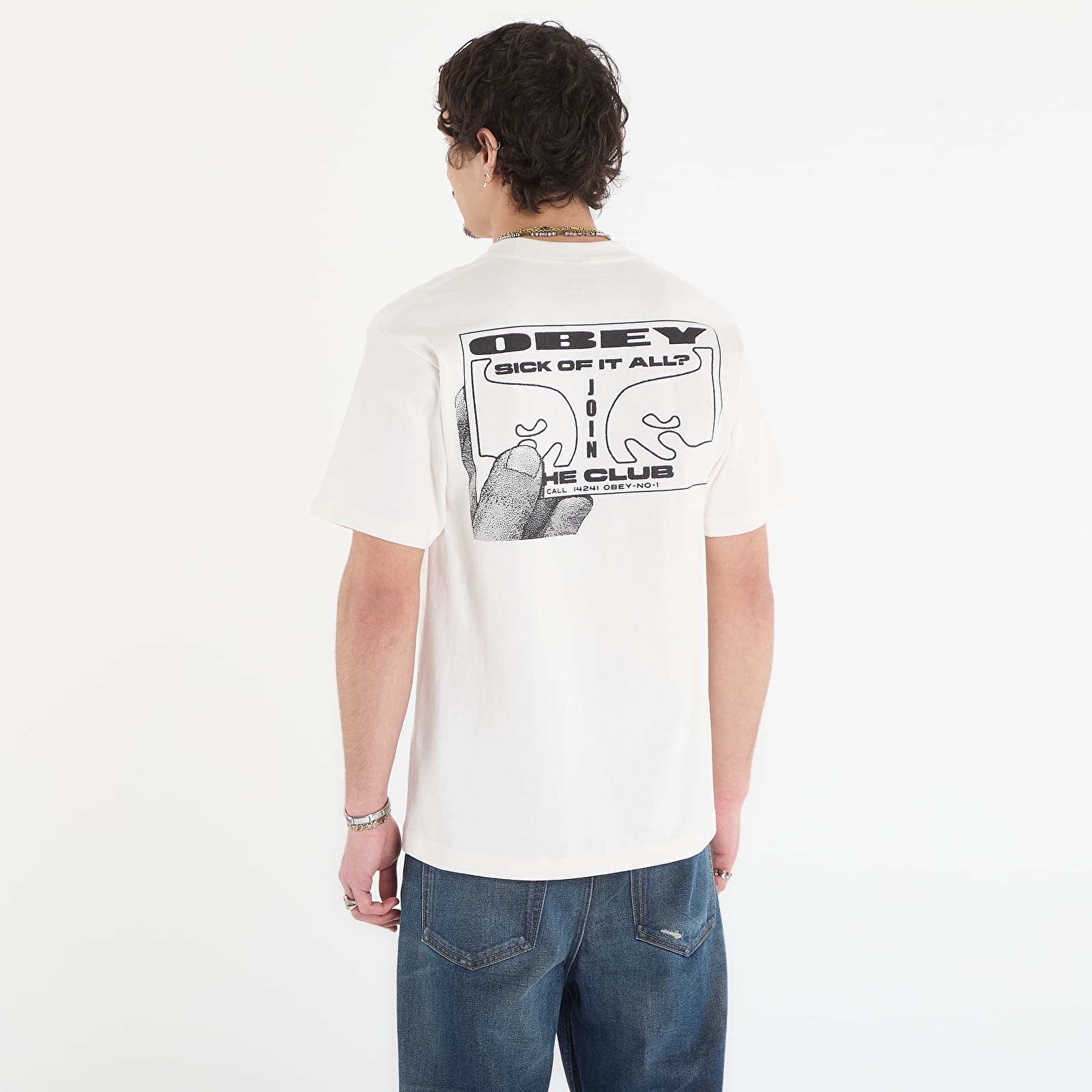 Ανδρικά μπλουζάκια OBEY Club Vintage White