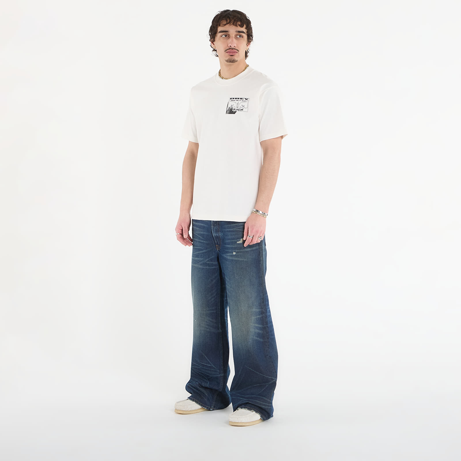 Ανδρικά μπλουζάκια OBEY Club Vintage White