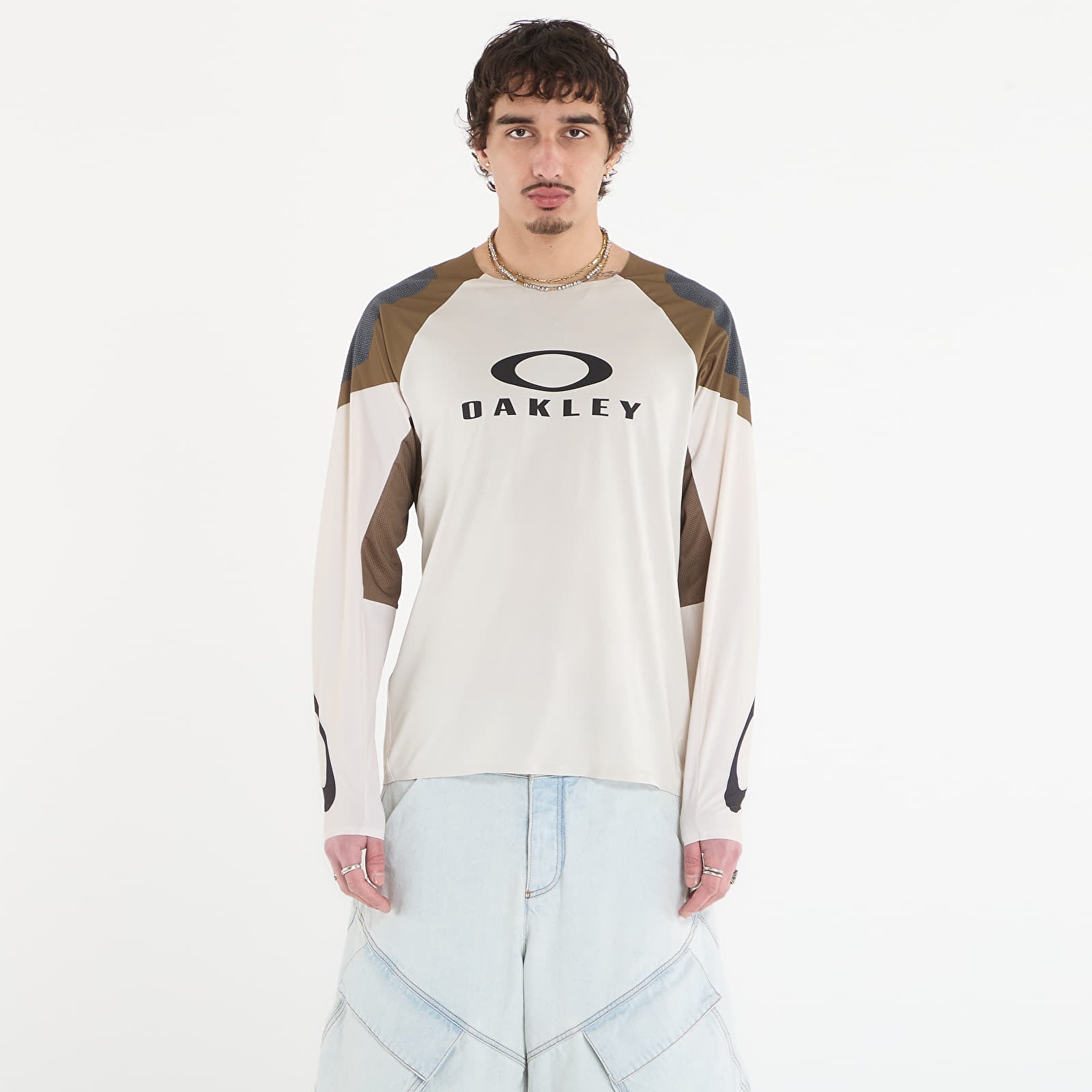 Vīriešu krekliņi Oakley Seeker Edge Ls Jersey Mist/ Army Green