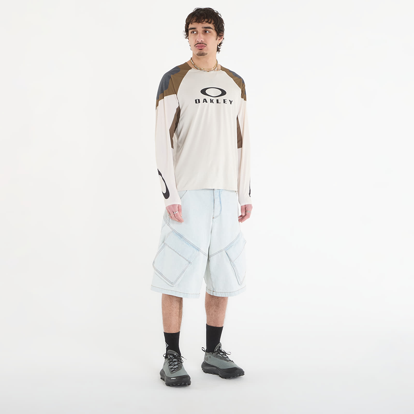 Vīriešu krekliņi Oakley Seeker Edge Ls Jersey Mist/ Army Green