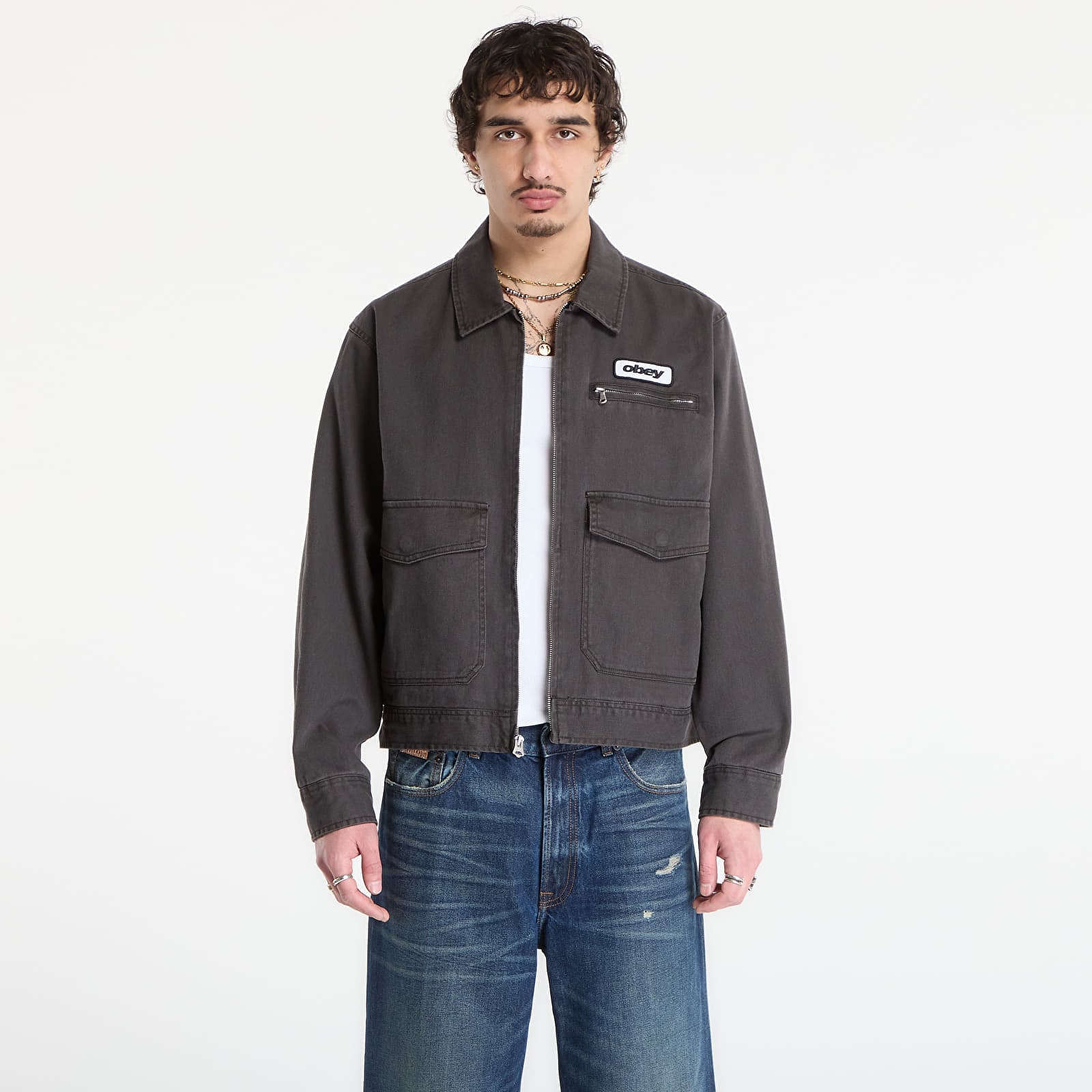 Giacca OBEY Walter Work Jacket Black Faded Wash L