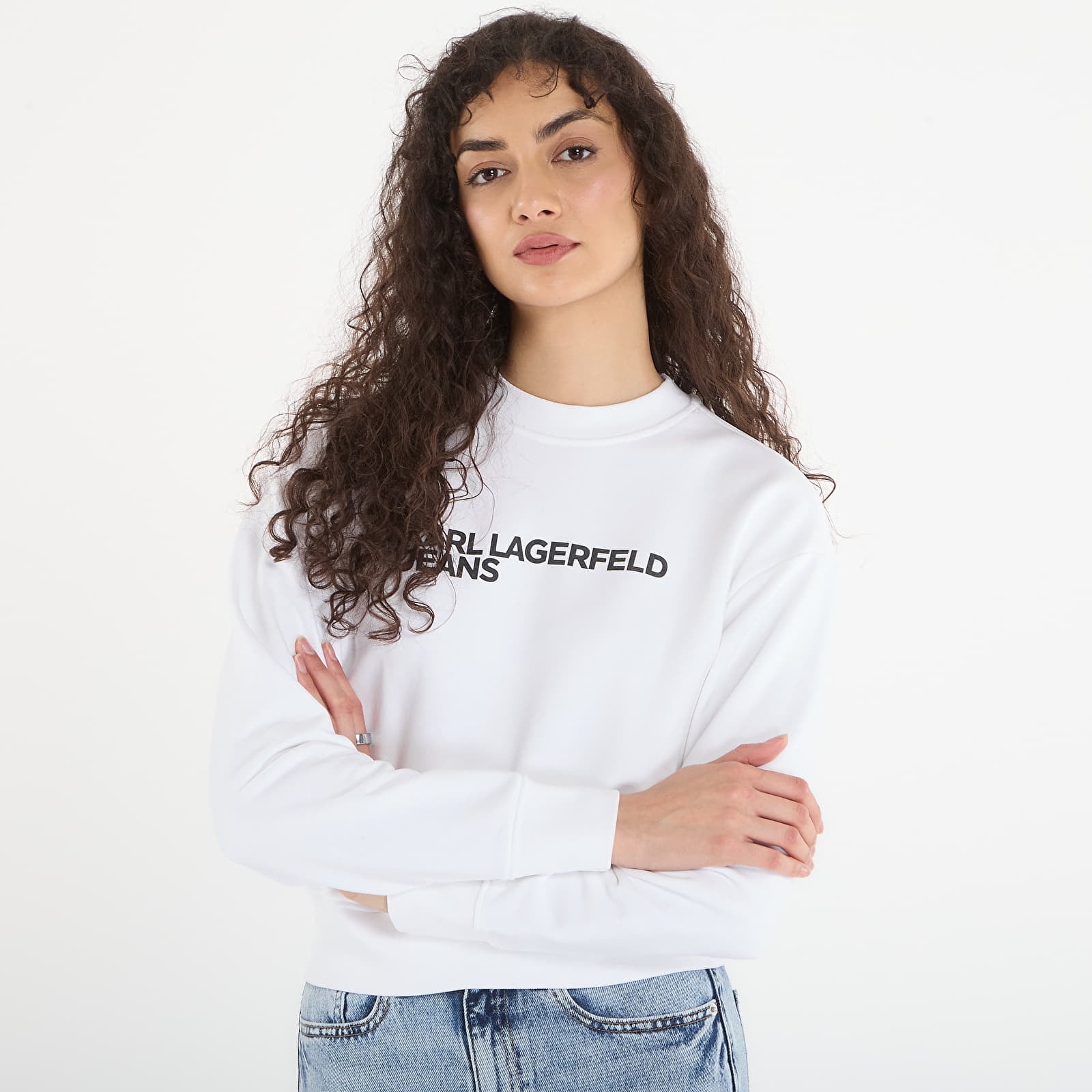 Mikiny Karl Lagerfeld Jeans Reg Essential Logo Sweat White