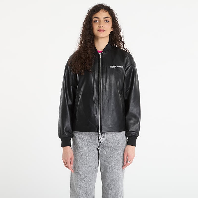 Jacke Karl Lagerfeld Jeans Faux Leather Bomber Jacket Black