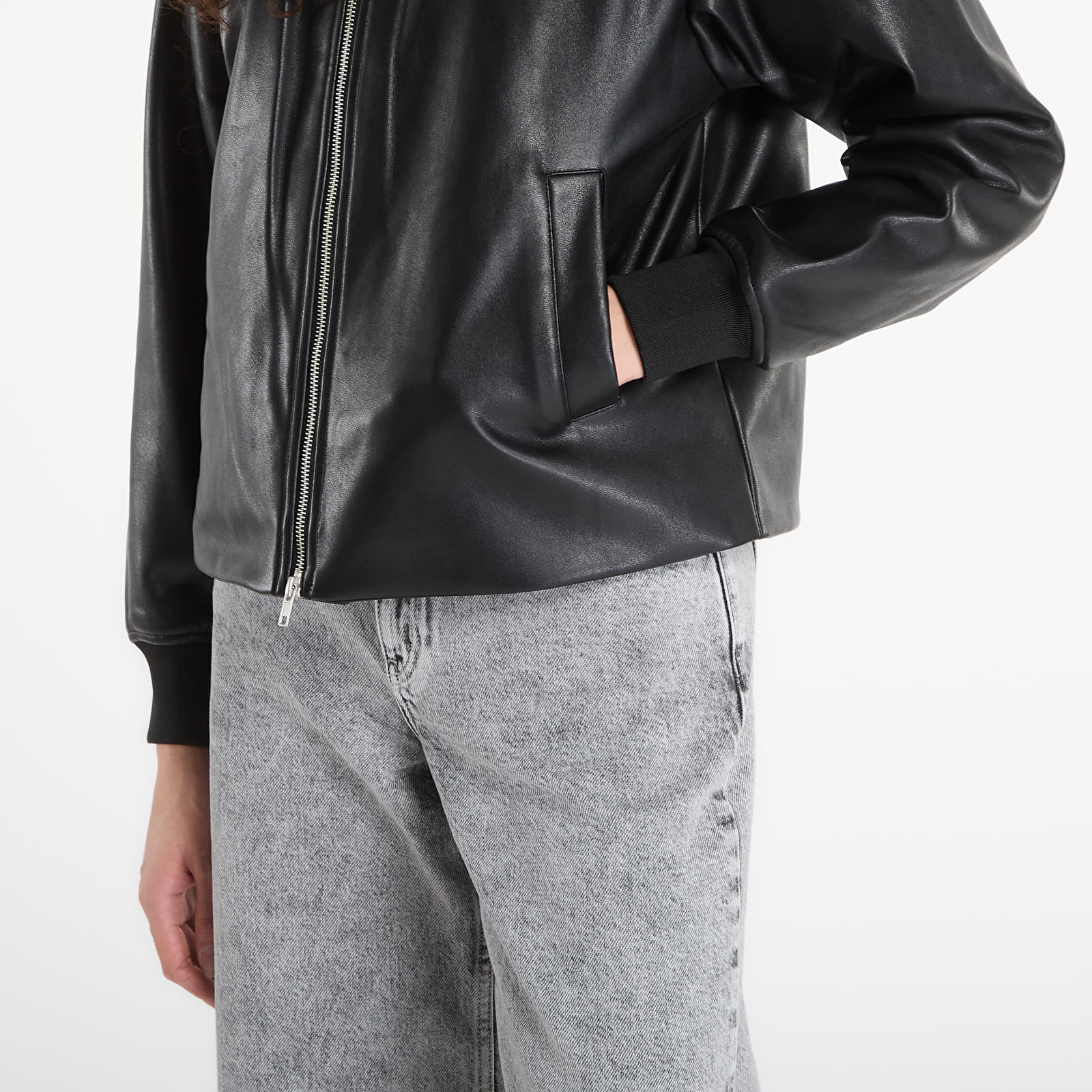 Jackets Karl Lagerfeld Jeans Faux Leather Bomber Jacket Black