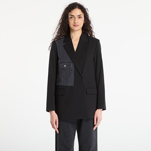 Karl Lagerfeld Jeans Mixed Denim Blazer Washed Black/ Black