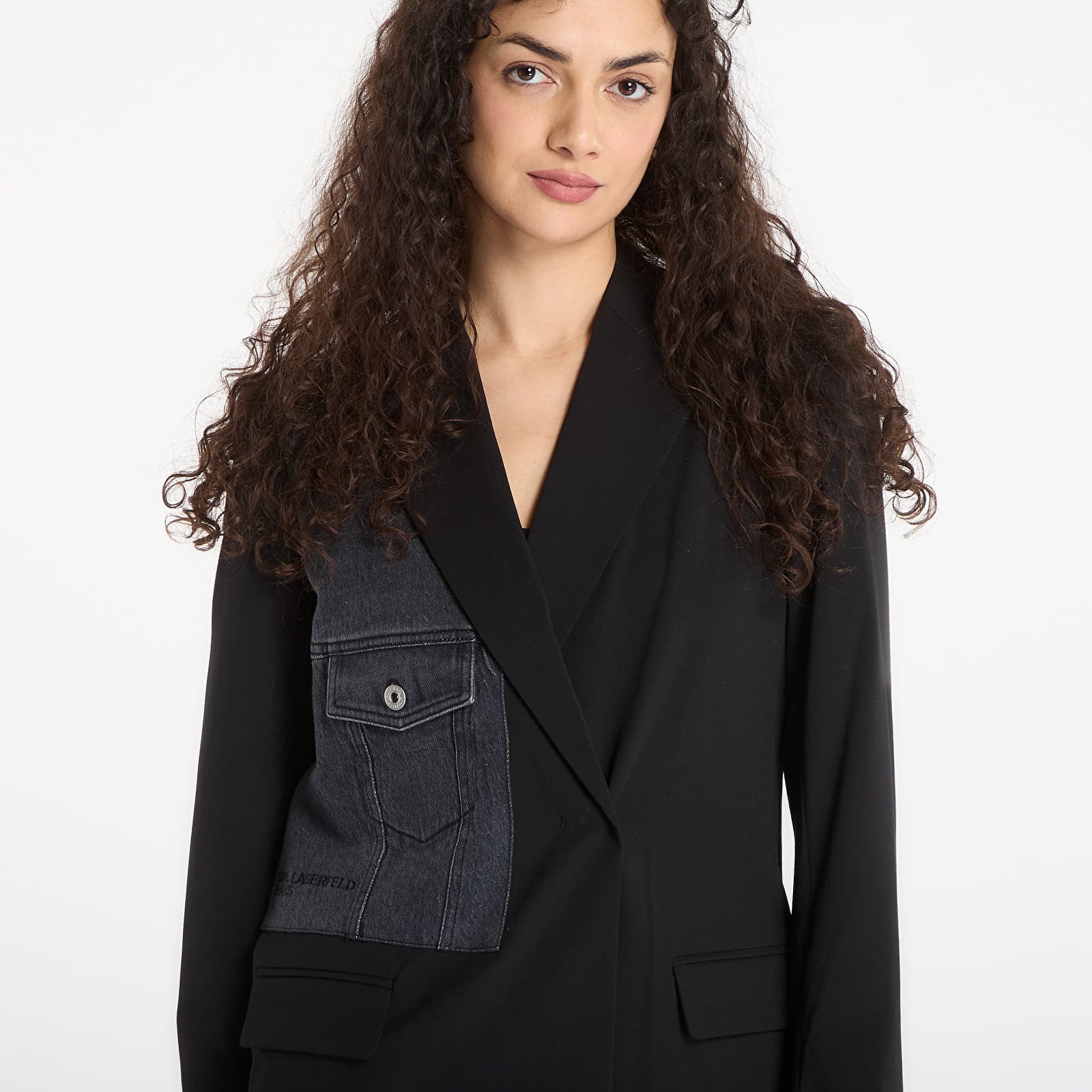 Paltai Karl Lagerfeld Jeans Mixed Denim Blazer Washed Black/ Black