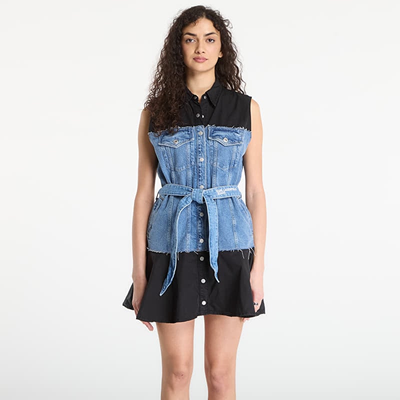 Rochie Karl Lagerfeld Jeans Mixed Material Dress Washed Blue/ Black