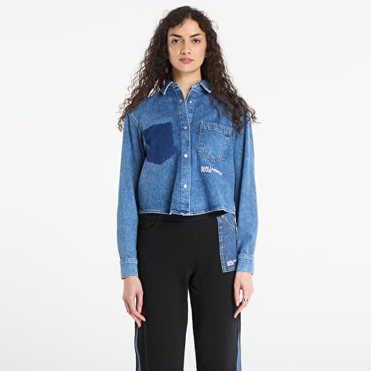 Karl Lagerfeld Jeans Boxy Denim Blouse Mid Blue