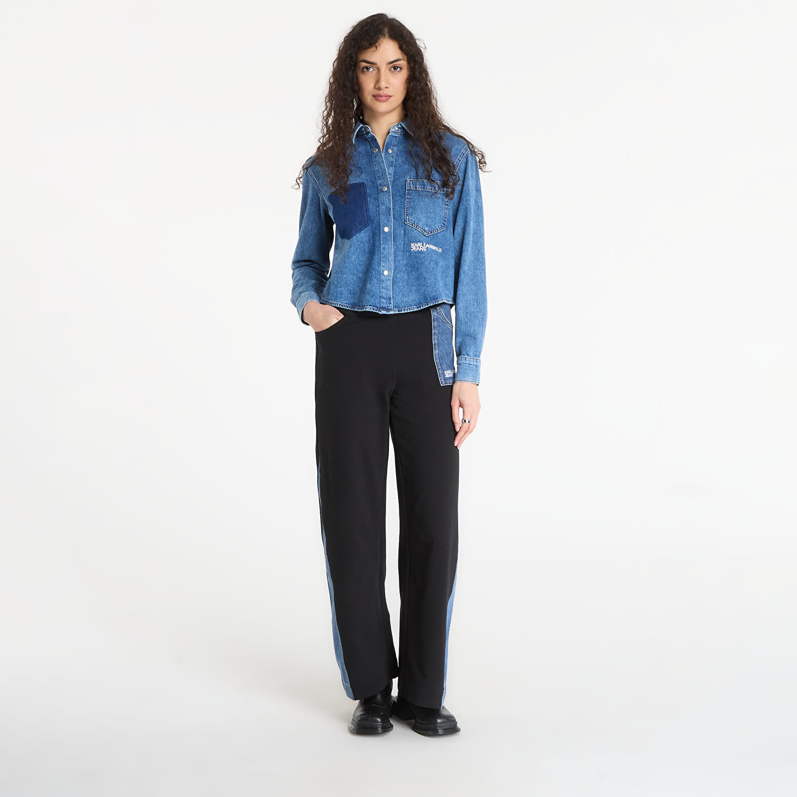 Marškiniai Karl Lagerfeld Jeans Boxy Denim Blouse Mid Blue