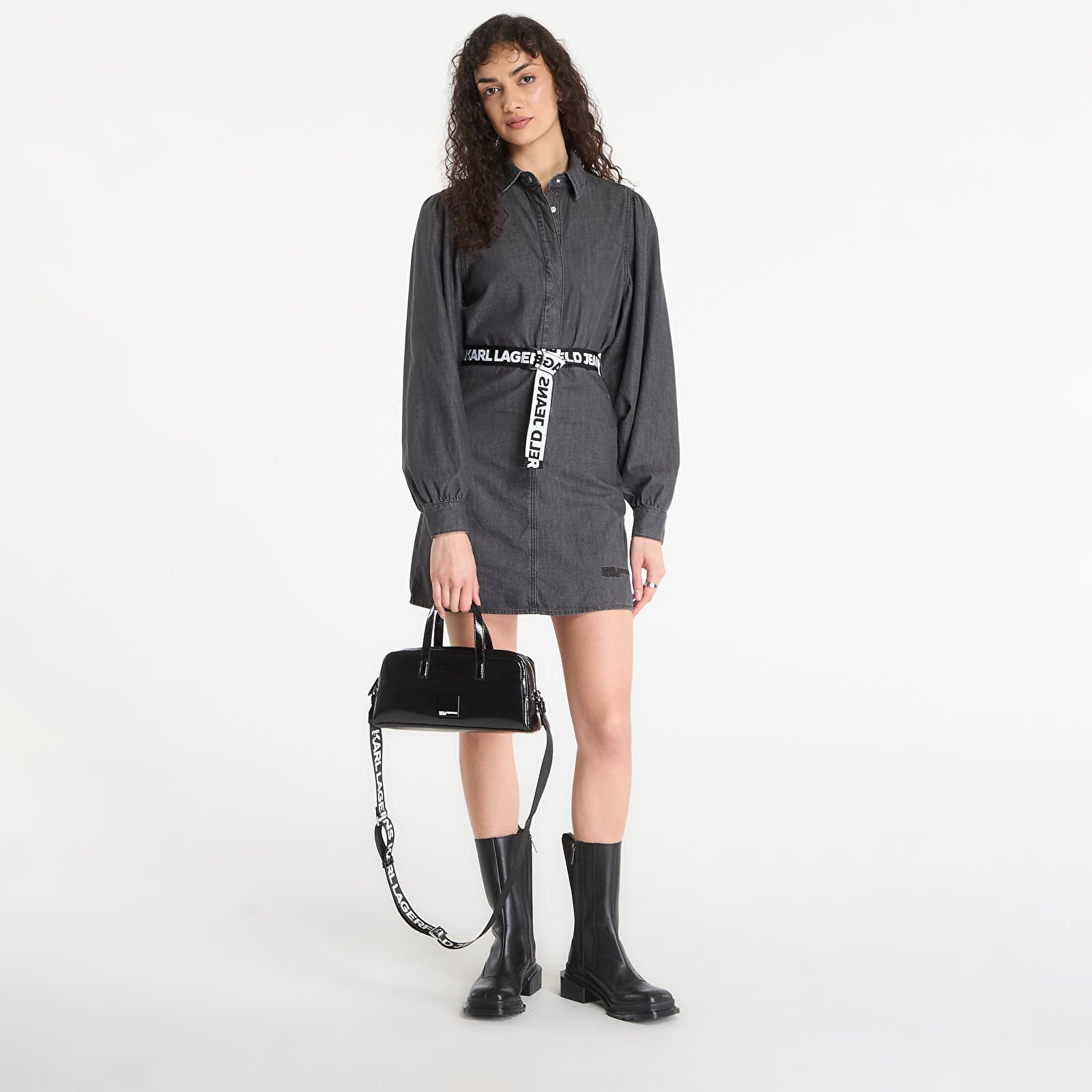 Klänningar Karl Lagerfeld Jeans Denim Fitted Dress Washed Black