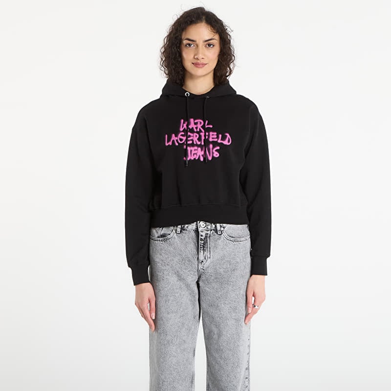 Kampsun Karl Lagerfeld Jeans Reg Graffiti Hoodie Black