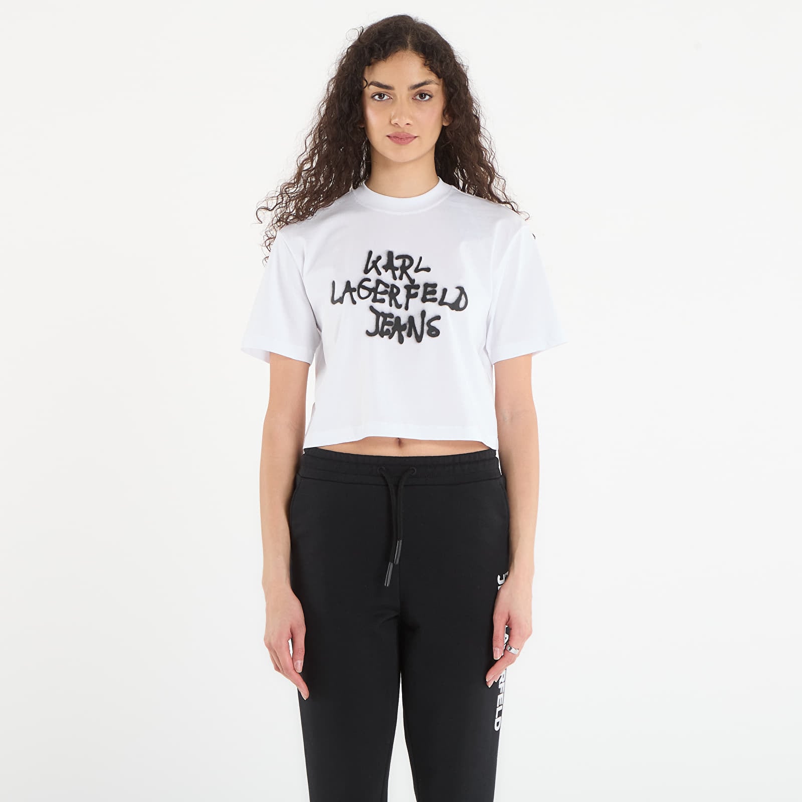 T-shirts Karl Lagerfeld Jeans Reg Cropped Graffiti Tee White