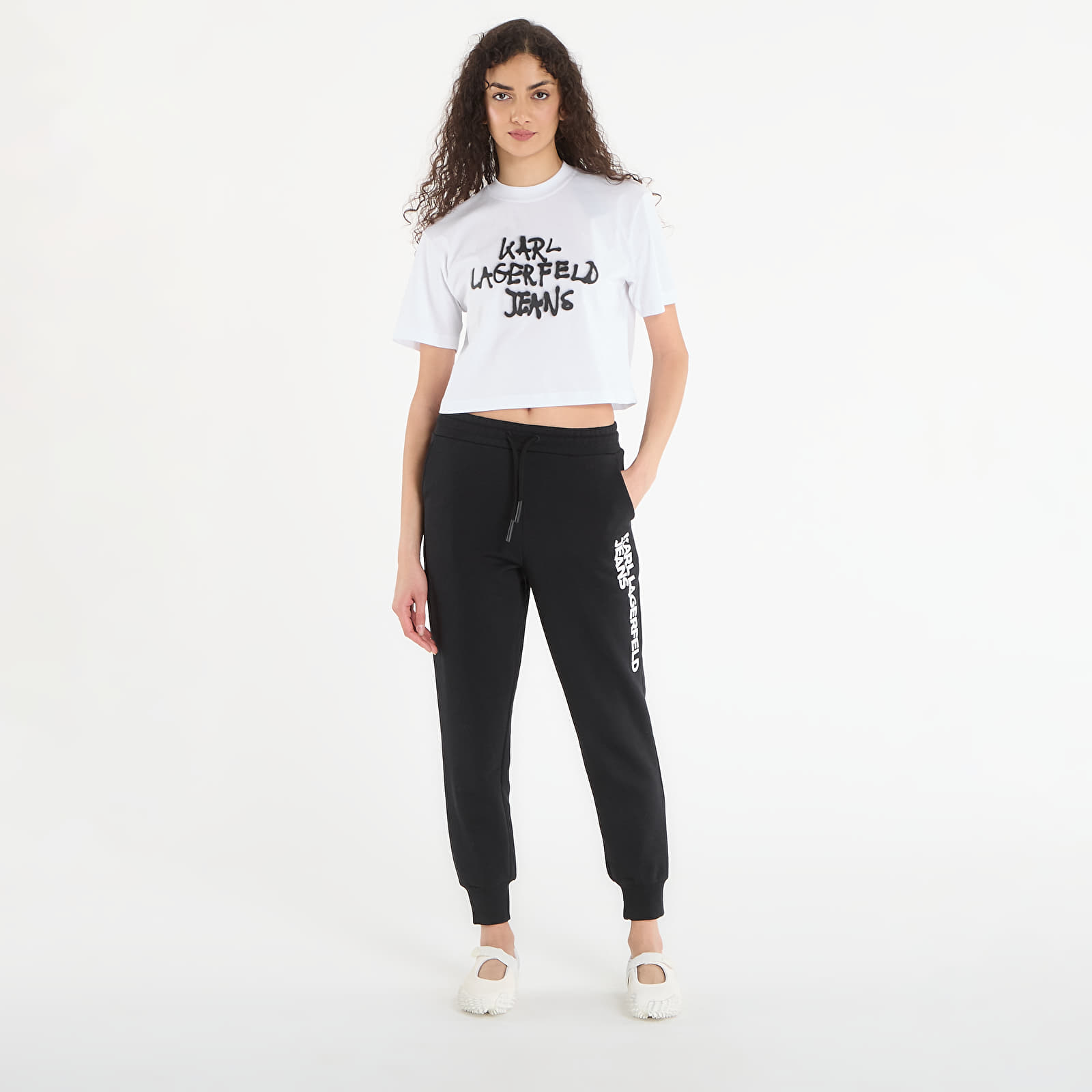 T-shirts Karl Lagerfeld Jeans Reg Cropped Graffiti Tee White