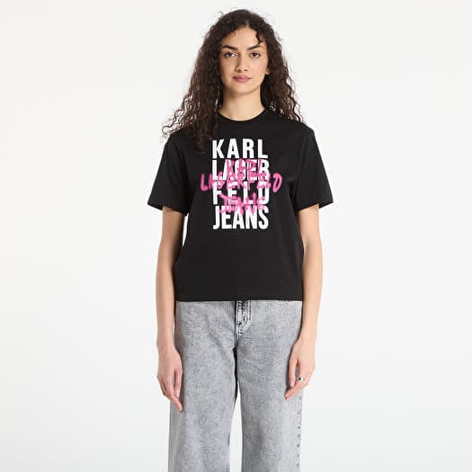T-shirt Karl Lagerfeld Jeans Reg Graffiti Logo Tee Black