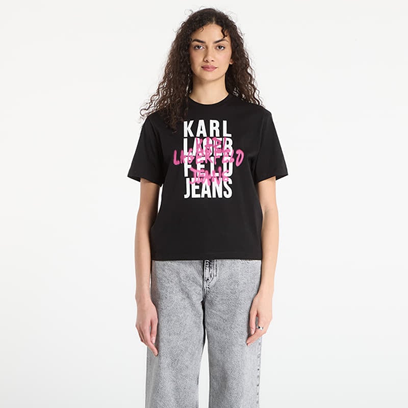 T-paita Karl Lagerfeld Jeans Reg Graffiti Logo Tee Black