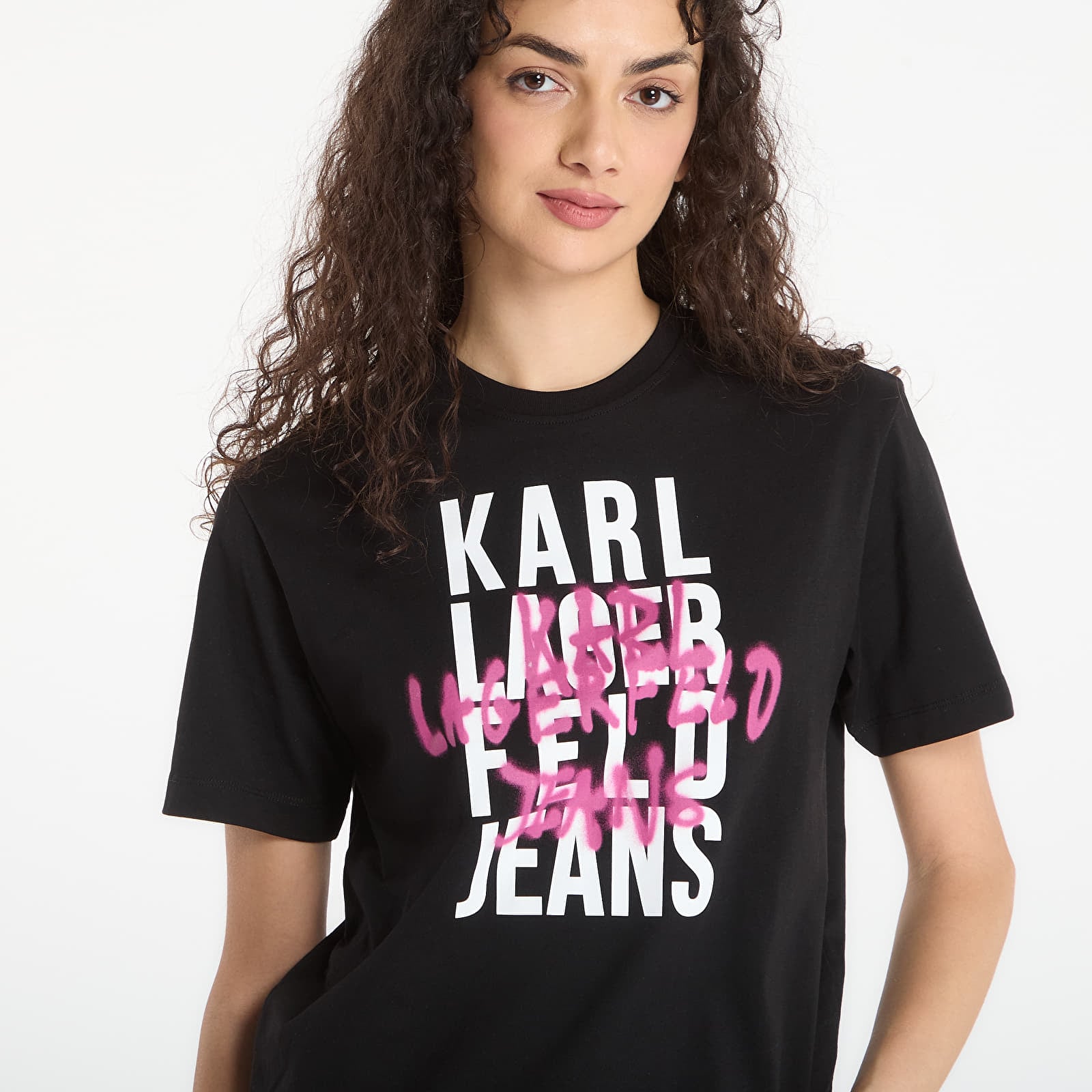 T-shirts Karl Lagerfeld Jeans Reg Graffiti Logo Tee Black
