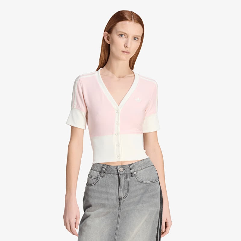 T-skjorte adidas V-Neck Shirt With Buttons Sandy Pink