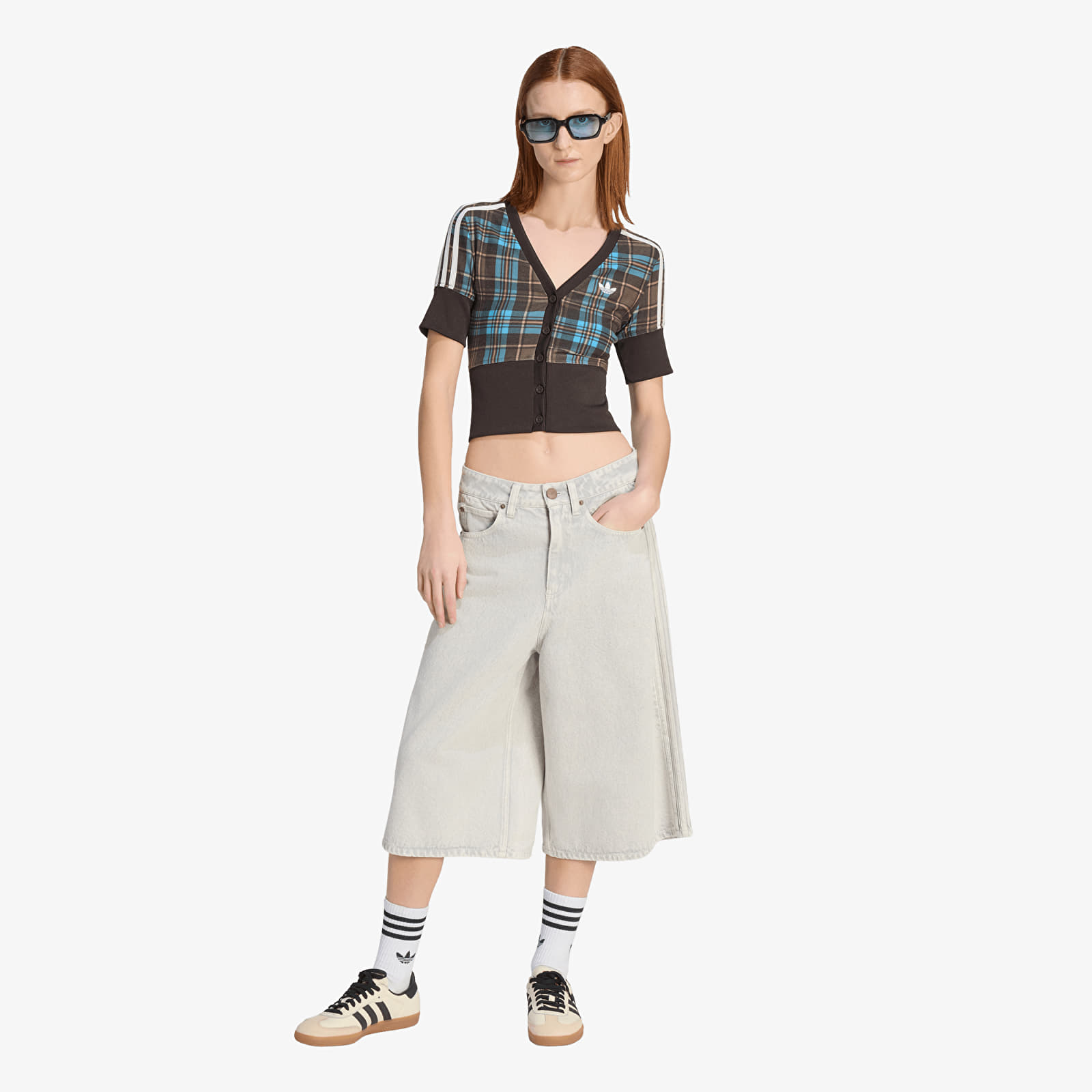 Dámske tričká adidas V-Neck Check Multicolor